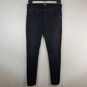 Hudson Jeans Women's 28 Black Lydia Mid-rise Flap Super Skinny Flap Pocket 28x30